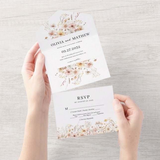 Casamento De Flor Selvagem Rsvp Com Rústica Rústic (Aba destacável)