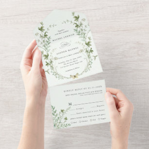 Casamento de flor selvagem verde-esbelta, cor de á