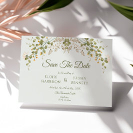 Casamento De Flor Selvagem Verde Salva A Data