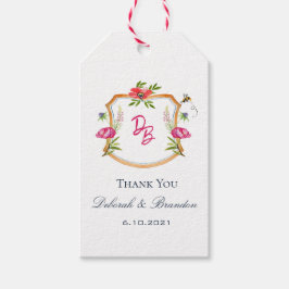 Casamento de Floral Crest Obrigado Etiquetas do Pr