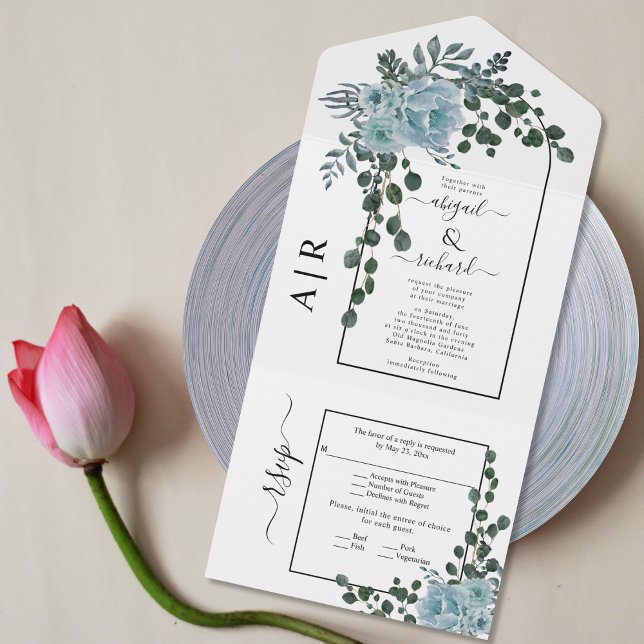 Casamento de flores azuis, arcos e monogramas (Criador carregado)