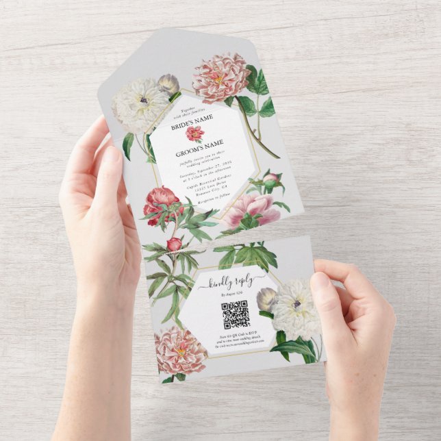 Casamento de Flores Brancas Cor-de-Água Rosa (Aba destacável)