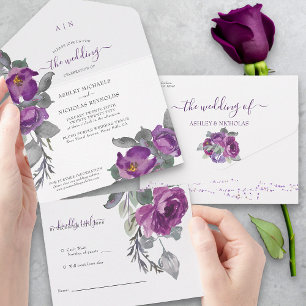 Casamento de Flores de Água Púrpura Elegante