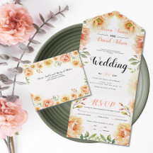 Casamento de flores de cor de coral e de pêssego