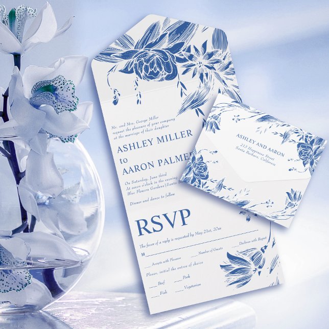 Casamento de flores de linhagem azul e branca (Criador carregado)