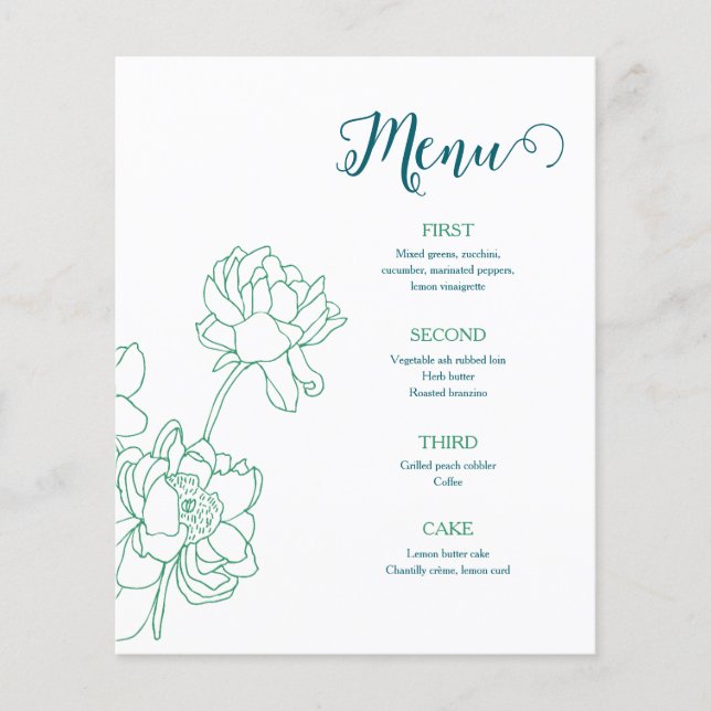 Casamento de Flores de Peônias Desenhadas em Mão V (Frente)