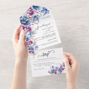 Casamento De Flores De Violeta Azul Elegante Em Um