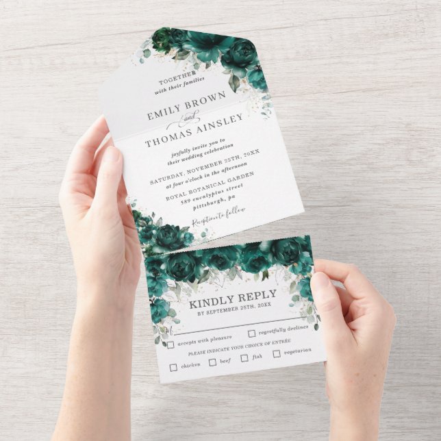 Casamento de Flores Florais Chic Emerald Green (Tearaway)