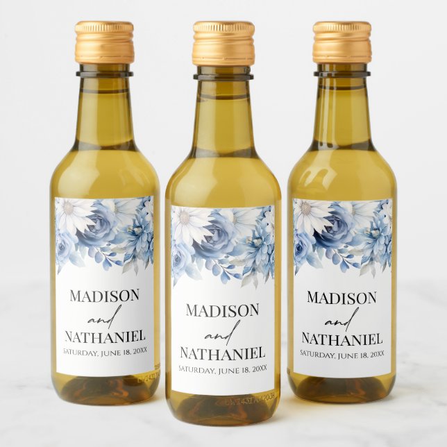 Casamento de Flores Florais Dusty Blue (Garrafas)