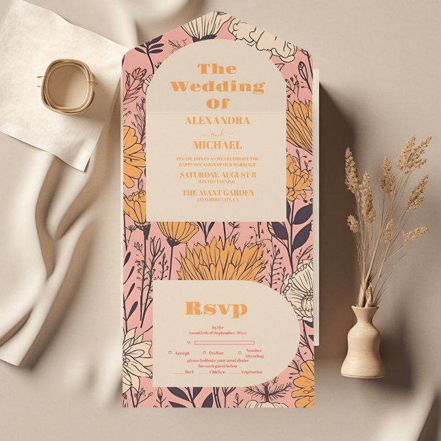 Casamento de Flores Selvagens Amarelas Cor-de-Rosa (Criador carregado)