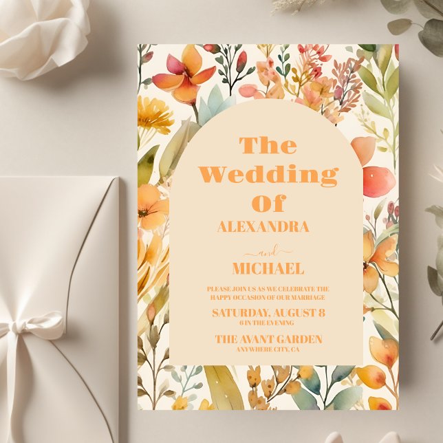 Casamento de Flores Selvagens Laranja Cor-de-Água  (Criador carregado)