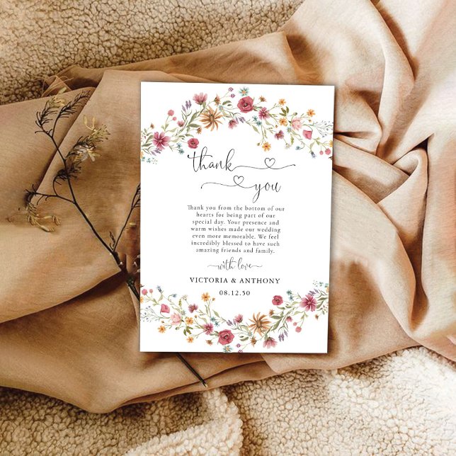 Casamento de flores silvestres Obrigado Cartões (Criador carregado)