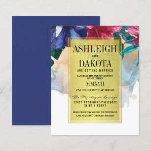 Casamento de Flores Tropicais de Cores de Água