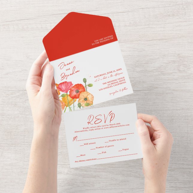 Casamento de Flores Vermelhas com Aquarelas Poppy (Tearaway)