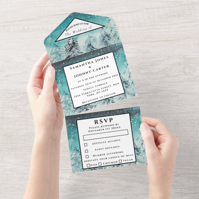 Casamento de Floresta de Aquarela da RSVP da Monta (Aba destacável)