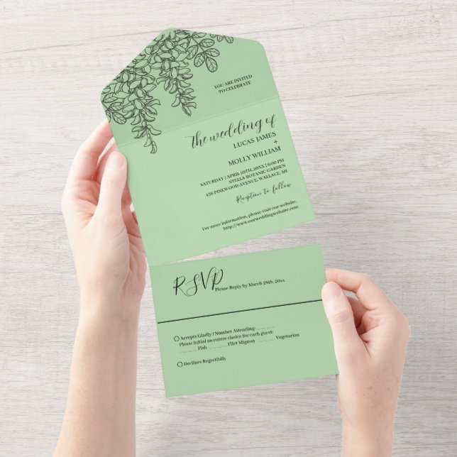 Casamento de Folha de Samambaia Verde Salvia (Tearaway)