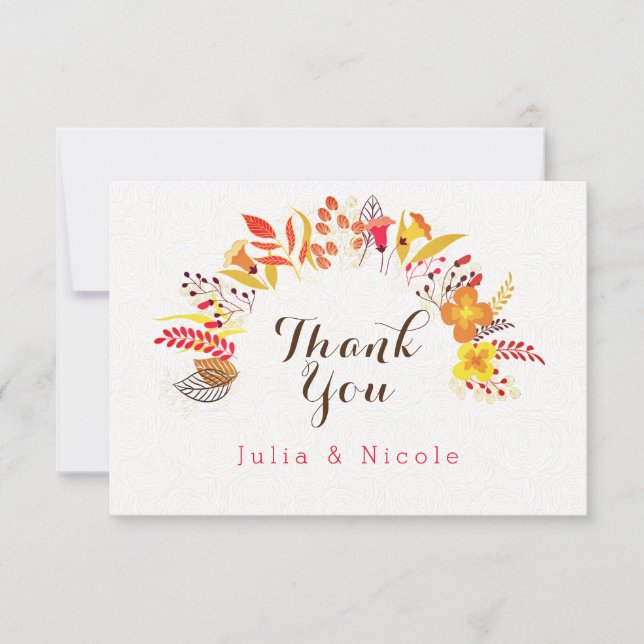 Casamento de Folhagem de Flor Selvagem Roxo Orange (Frente)