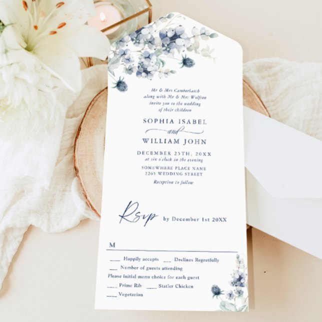 Casamento de Folhagem Elegante Dusty Blue Boho Win (Criador carregado)