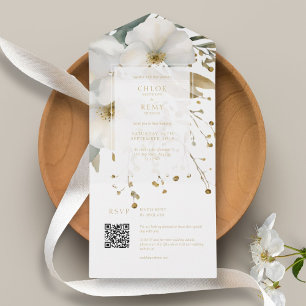 Casamento de Folhagem Floral Branca e Dourada