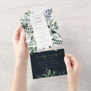 Casamento de Folhagem Tropical de marinho Kraft Gr