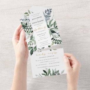 Casamento de Folhagem Tropical Moderno Kraft Green