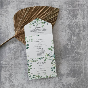 Casamento de Folhagem Verde de Script Caligrafia