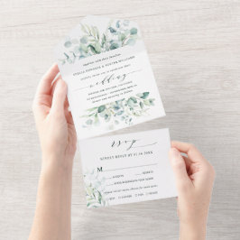 Casamento de Folhagem Verde Elegante Calliografia