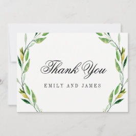 Casamento de Folhagem Verde Obrigado Cartões