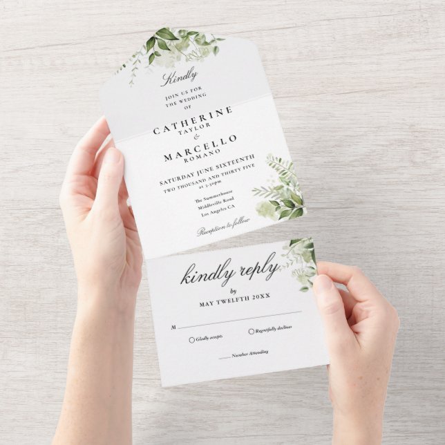 Casamento de Folhagens Florais Botânicas (Aba destacável)