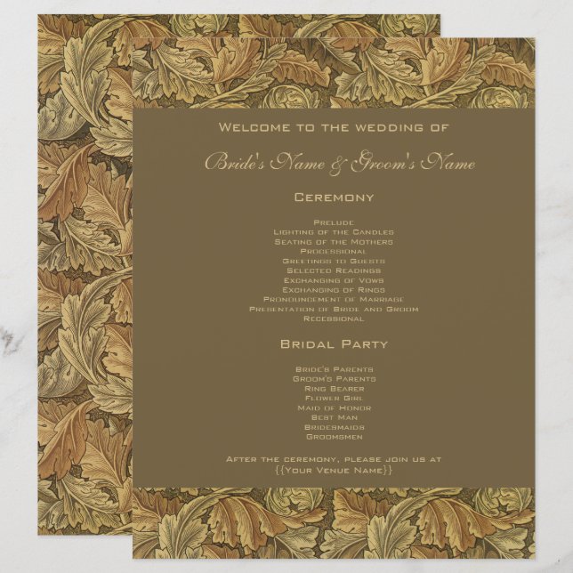 Casamento de Folhas de Outono Quentes Vitorianas A (Frente/Verso)