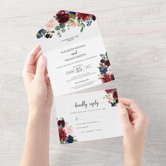 Casamento de Folhas de Verdura de Flor de Borgonha (Aba destacável)