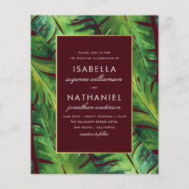 Casamento de Folhas Tropicais Verde e Borgonha de 
