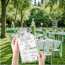 Casamento de Folhas Verdes Elegante de Aquarela