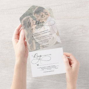 Casamento de Foto Branca de Caligrafia Moderna