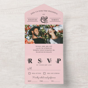 Casamento de Foto com Ampersand Floral Rosa Claro