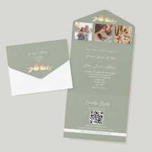 Casamento de Foto com Código QR em Verde Sage