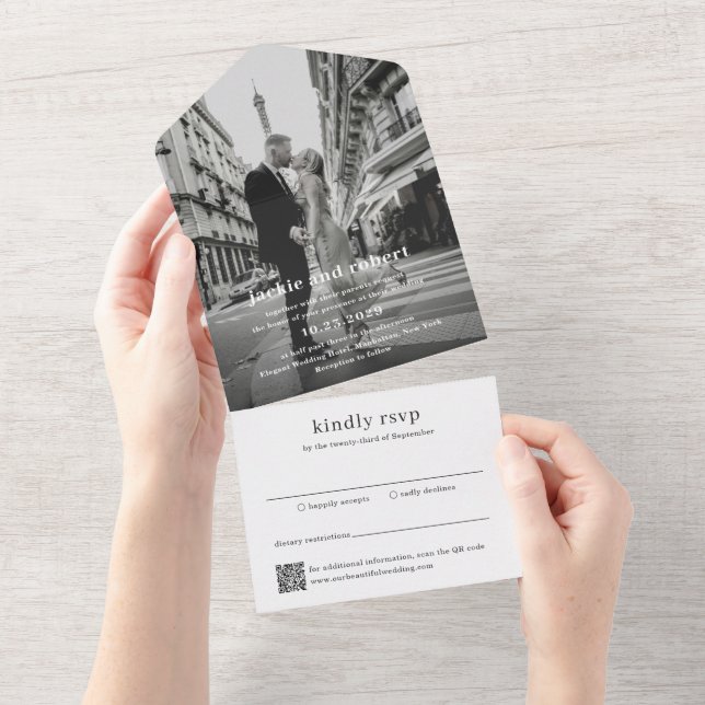 Casamento de Foto com Código QR Moderno Mínimo (Aba destacável)