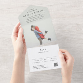 Casamento de Foto com Código QR Simples Moderno