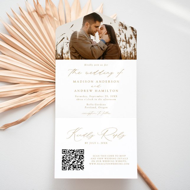 Casamento de Foto com Letra Dourada Moderna e Eleg (Criador carregado)
