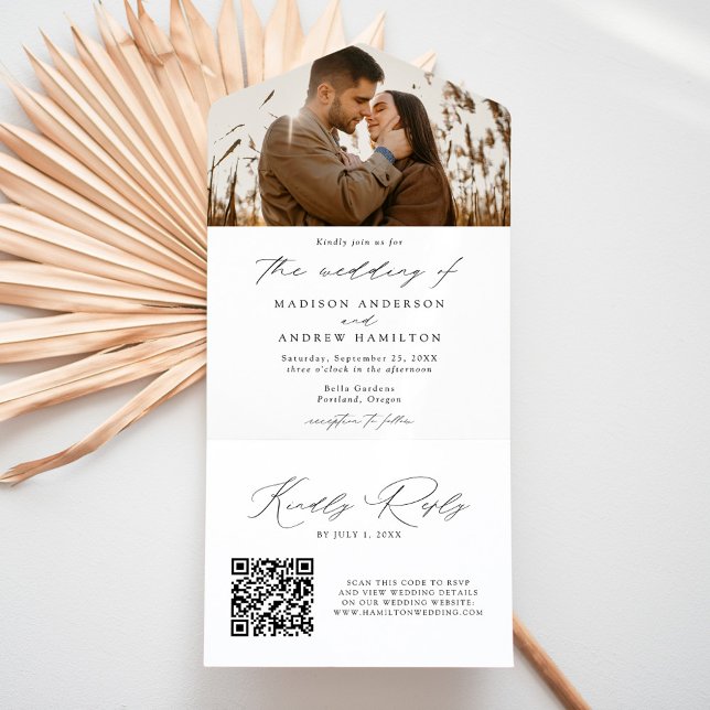 Casamento de Foto com Letra Preta Moderna e Elegan (Criador carregado)