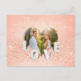 Casamento de Foto Coral Dobrado - Cartões de agrad