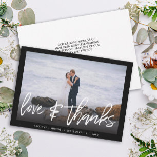 Casamento de Foto de Amor e Agradecimento Preto e