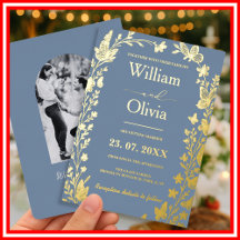 Casamento de Foto de Flor Silvestre Dourada Azul E