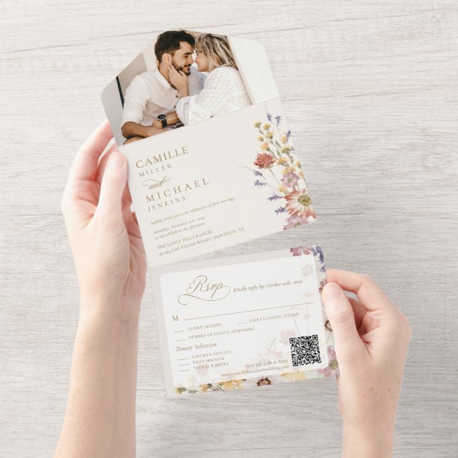 Casamento de Foto de Jardim de Flores Silvestres (Aba destacável)
