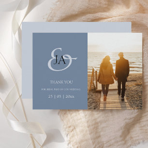 Casamento de Foto de Monograma Azul Moderno - Obri