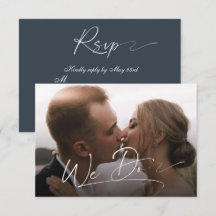 Casamento de foto de script elegante com RSVP mode
