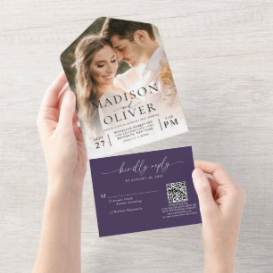 Casamento de Foto do Código QR Clássico Violet