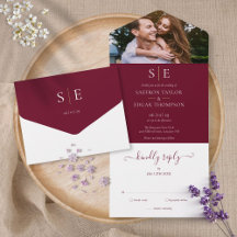 Casamento De Foto E Monograma Em Dourado E Borgonh