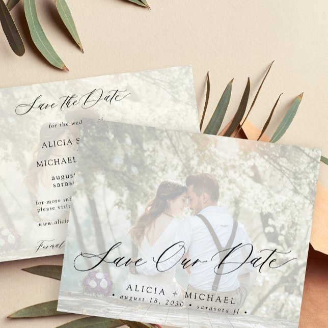 Casamento de foto elegante de orçamento salvar dat (Criador carregado)