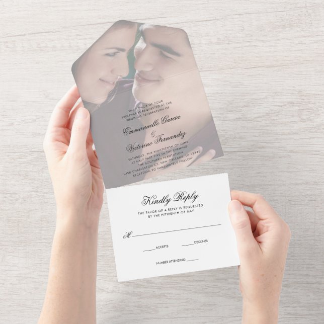 Casamento de Foto Elegante Moderno Falso Vellum (Aba destacável)